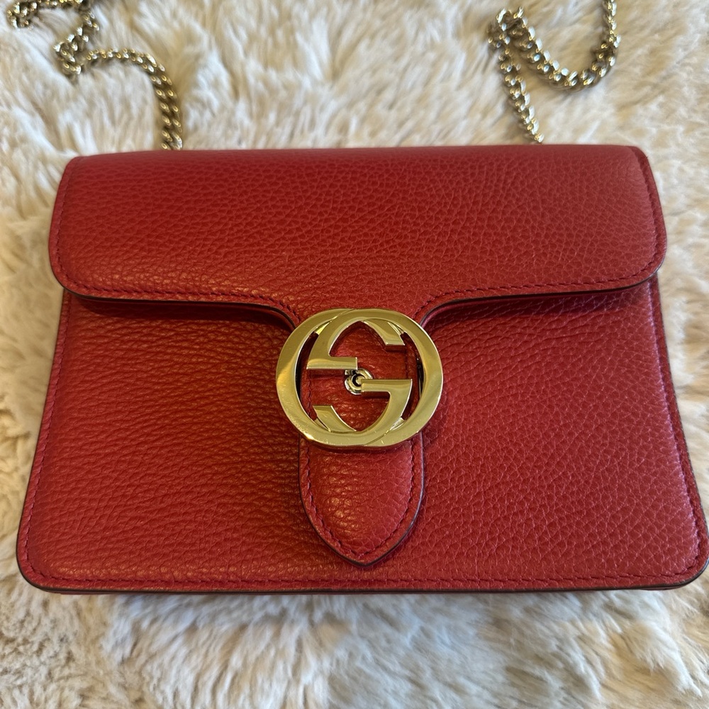 Gucci Crimson Leather Crossbody Bag